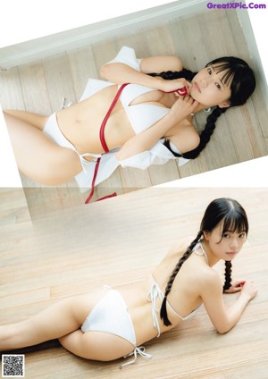 A collage of photos of a girl in a school uniform.