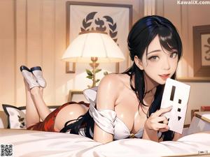 A woman in a white lingerie holding a knife.