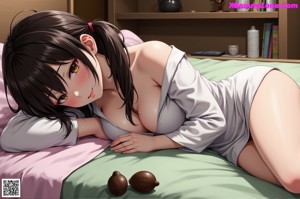 Anime girl with long black hair and brown eyes.
